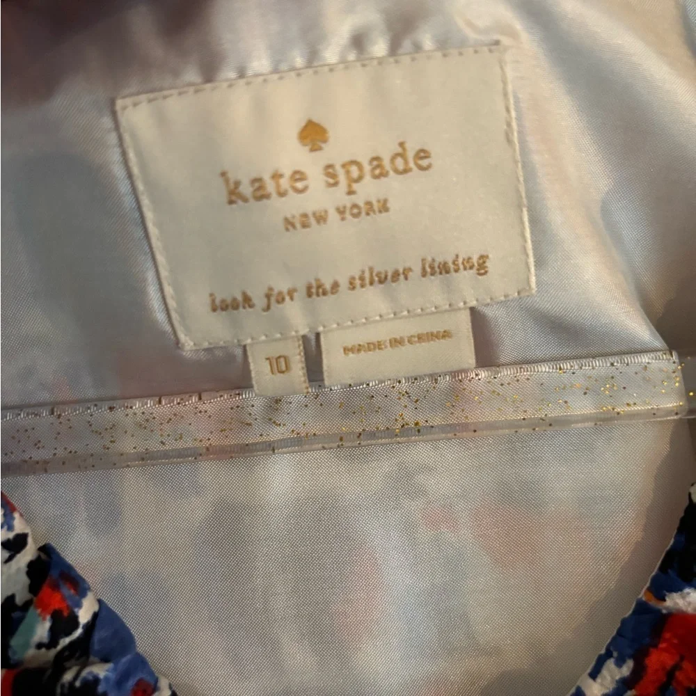 Kate Spade Kaleidoscope Ruffle Sheath Silk Dress Blue Multi Color Size 10